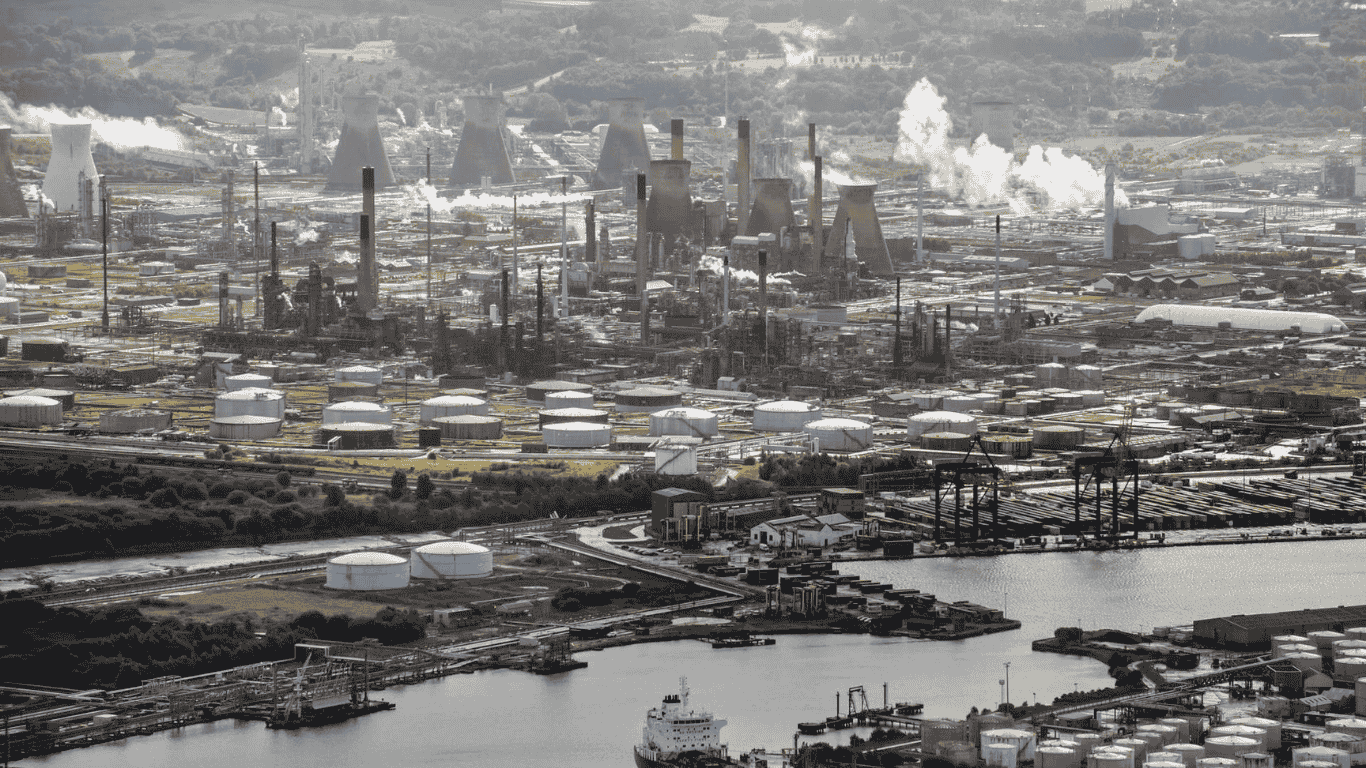 A picture taken from the air of an enormous plastic production facility based in Scotland 